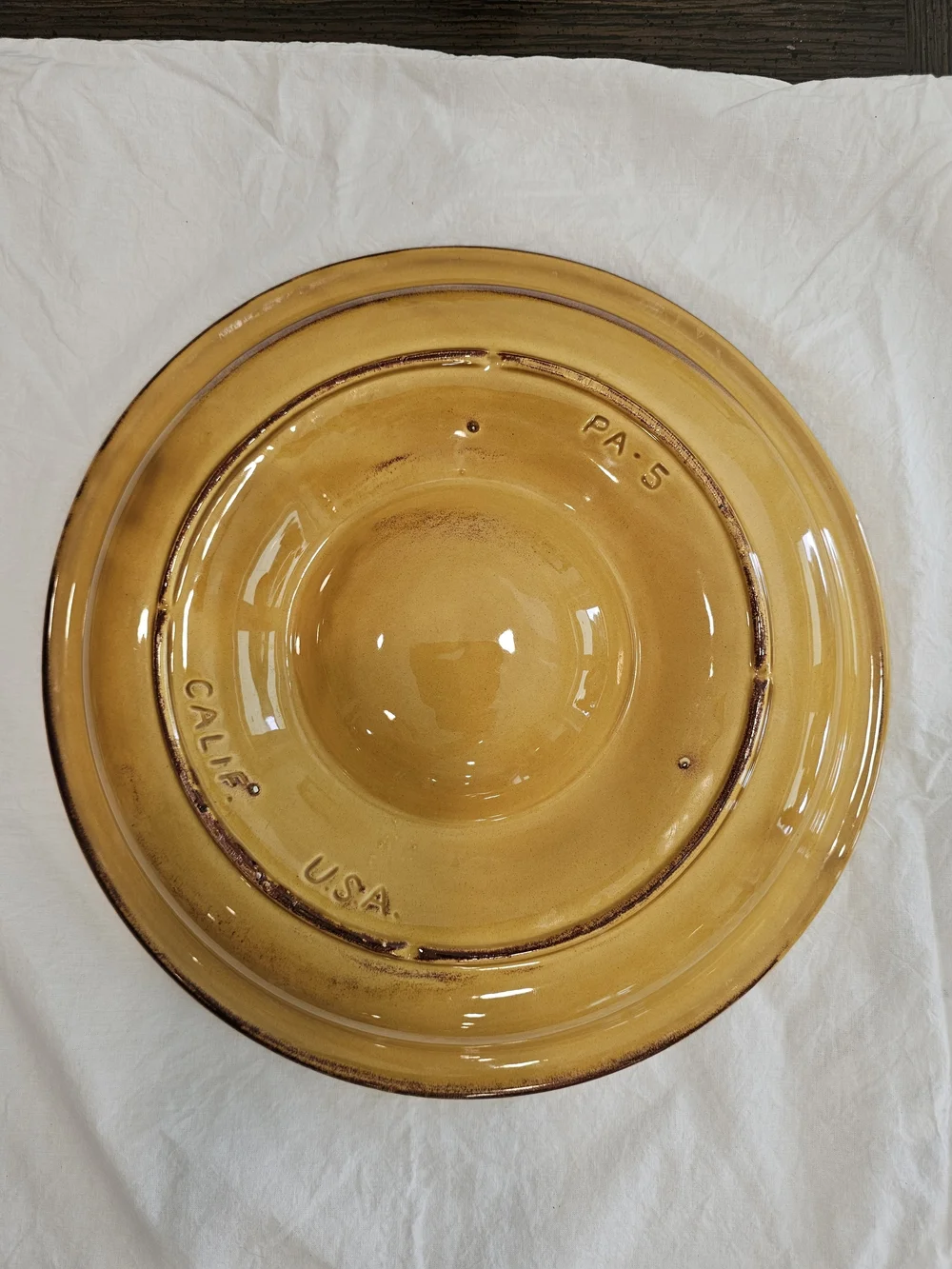 Vintage California Pottery Yellow Serving Plate, 